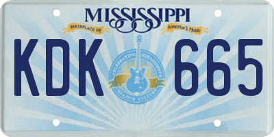 MS license plate KDK665