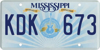 MS license plate KDK673
