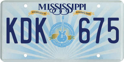 MS license plate KDK675