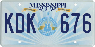 MS license plate KDK676