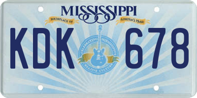 MS license plate KDK678