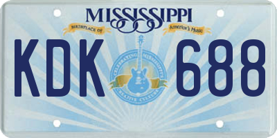 MS license plate KDK688