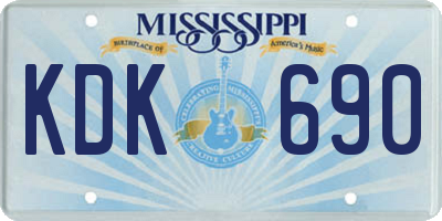 MS license plate KDK690