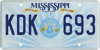 MS license plate KDK693