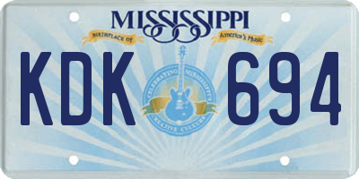 MS license plate KDK694