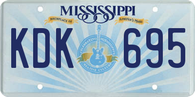 MS license plate KDK695
