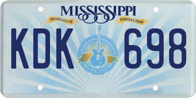 MS license plate KDK698
