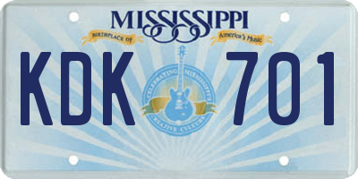 MS license plate KDK701