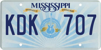MS license plate KDK707
