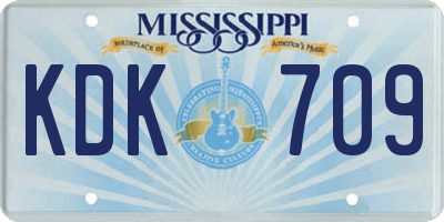 MS license plate KDK709