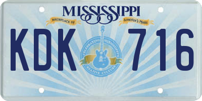 MS license plate KDK716