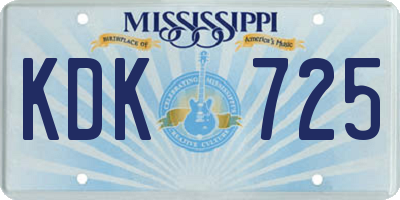 MS license plate KDK725