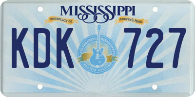 MS license plate KDK727
