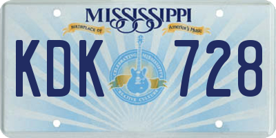 MS license plate KDK728