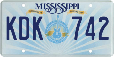 MS license plate KDK742