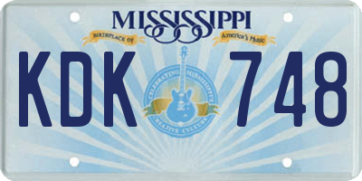 MS license plate KDK748