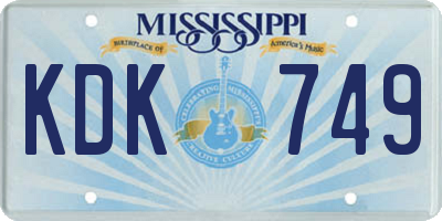 MS license plate KDK749