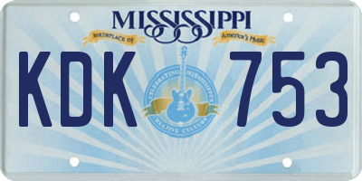 MS license plate KDK753