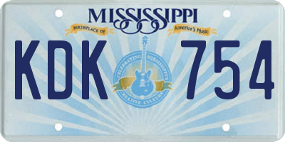 MS license plate KDK754