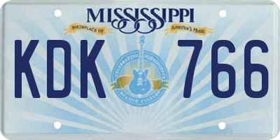 MS license plate KDK766