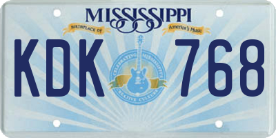 MS license plate KDK768