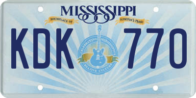 MS license plate KDK770