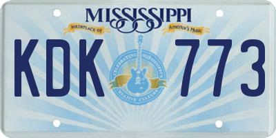 MS license plate KDK773