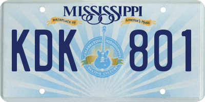 MS license plate KDK801