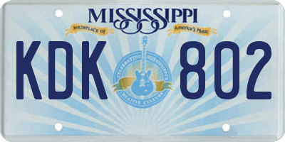 MS license plate KDK802