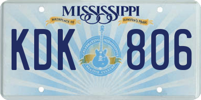 MS license plate KDK806