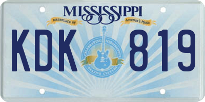 MS license plate KDK819