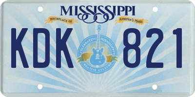 MS license plate KDK821