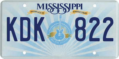 MS license plate KDK822