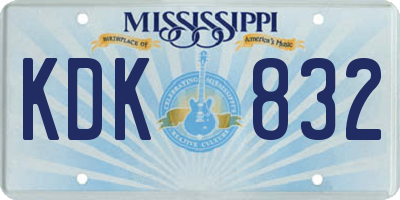 MS license plate KDK832