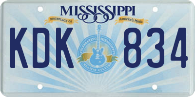 MS license plate KDK834
