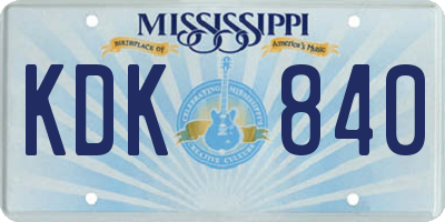 MS license plate KDK840
