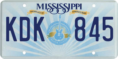 MS license plate KDK845