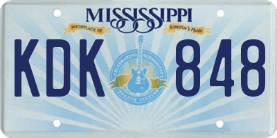 MS license plate KDK848