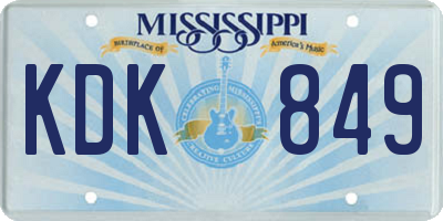 MS license plate KDK849