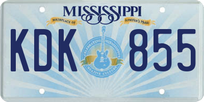 MS license plate KDK855