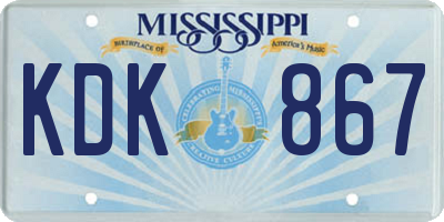 MS license plate KDK867