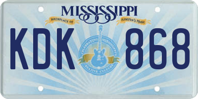 MS license plate KDK868