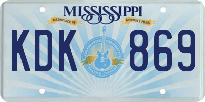 MS license plate KDK869