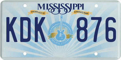 MS license plate KDK876