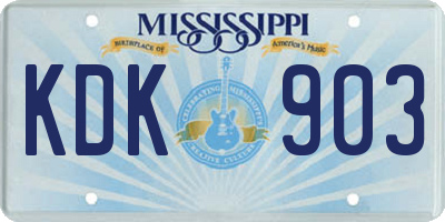 MS license plate KDK903