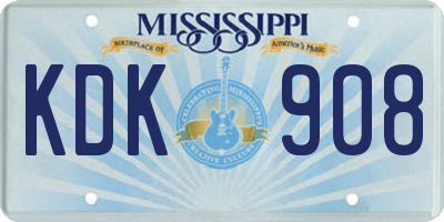 MS license plate KDK908