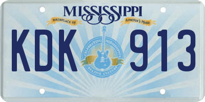 MS license plate KDK913