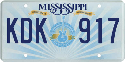MS license plate KDK917