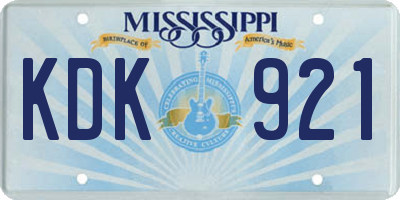 MS license plate KDK921