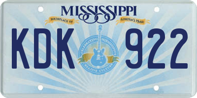 MS license plate KDK922